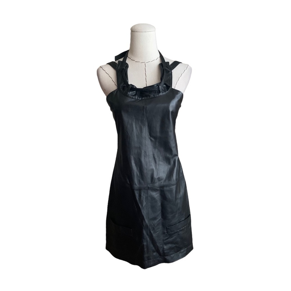 Preen By Thornton Bregazzi Black Leather Dress Strappy Small Punk Bondage